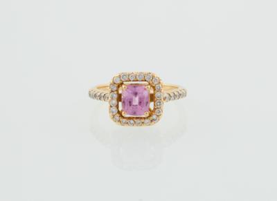 Brillantring mit rosa Saphir ca. 1,20 ct - Jewellery
