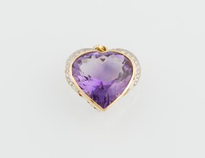 Brillant Diamant Amethyst Herzanhänger - Jewellery
