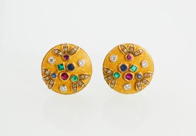 Brillant Farbstein Ohrclips - Jewellery