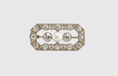 Diamant Orientperlen Brosche - Jewellery