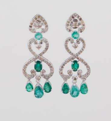 Diamant Smaragd Ohrsteckgehänge - Jewellery