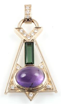 Brillant Amethyst Turmalinanhänger - Schmuck