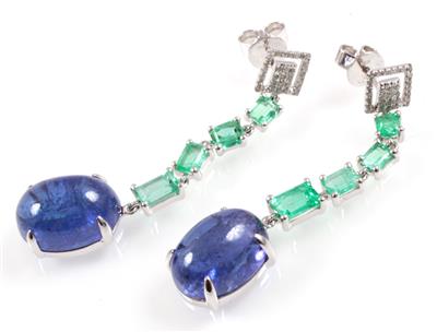 Tansanit Smaragdohrgehänge - Jewellery