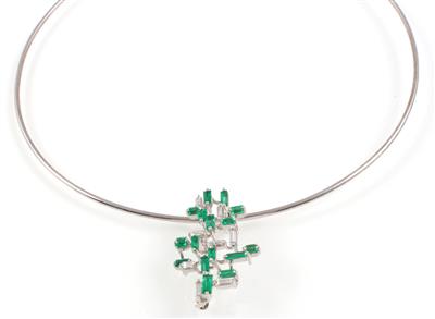 Diamant Smaragdcollier oder Brosche - Jewellery