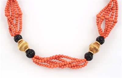 Korallen Onyxcollier - Jewellery