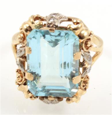 Aquamarin Diamant Imitationssteinring - Jewellery