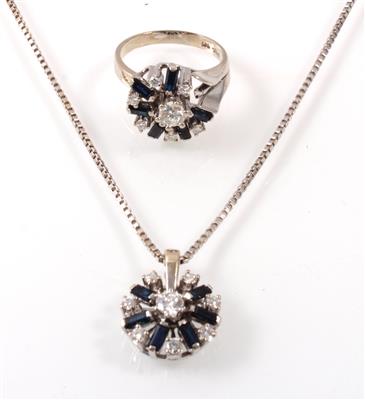 Brillantdamenschmuckgarnitur zus. ca. 1,10 ct - Schmuck Summersale