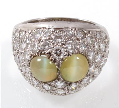 Brillant Chrysoberyllkatzenaugenring - Diamanten und Farbsteine - HERBSTSPECIAL