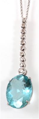 Aquamarincollier zus. 8,96 ct - Schmuck