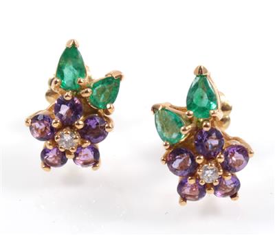 Brillant Saphir Smaragd Amethysohrstecker - Jewellery