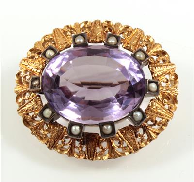 Amethystbrosche - Jewellery