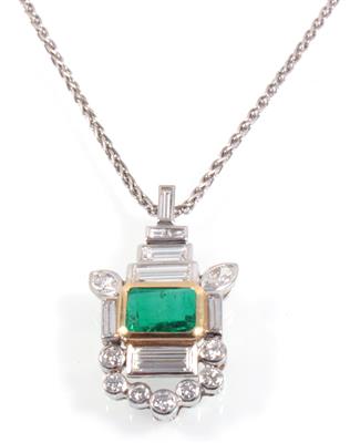 Diamant Smaragdanhänger - Diamanten und exklusive Farbsteinvarietäten
