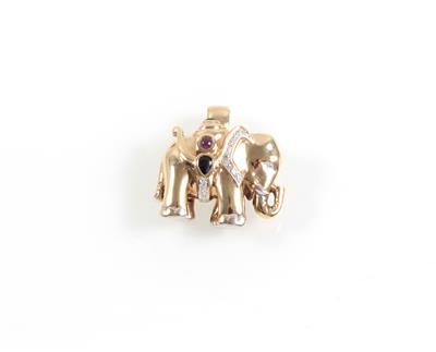 Diamant Farbsteinanhänger "Elefant" - Klenoty