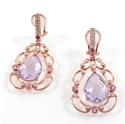 Amethystohrgehänge zus. 14 ct - Schmuck