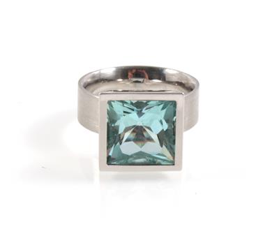 Aquamarinring ca. 6 ct - Exklusive Diamanten und Farbsteine