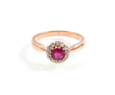 Diamantring mit unbehandeltem Rubin - Exclusive Diamonds and Gemstones