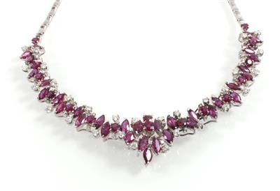 Rubin Diamantcollier zus. ca. 14,50 ct - Schmuck Summersale