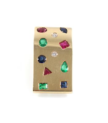 Brillant Farbsteinanhänger - Exklusive Diamanten und Farbsteine