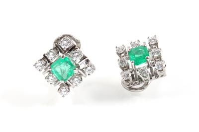 Brillant Smaragdohrclips - Exklusive Diamanten und Farbsteine