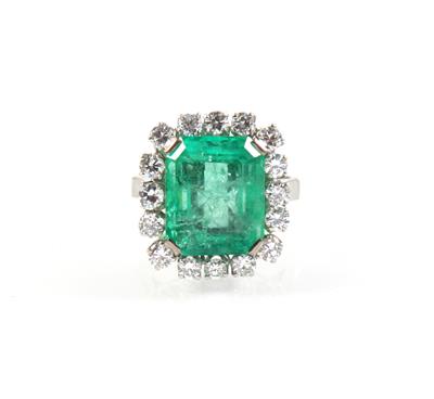 Smaragd-Brillantdamenring ca. 7,80 ct - Jewellery