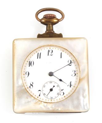 Taschenuhr Metall mit Perlmuttteilen - Schmuck - Uhrenschwerpunkt