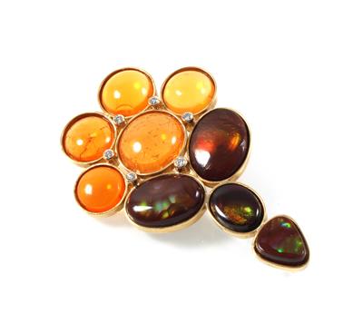 Opal Brosche - Exklusive Diamanten und Farbsteine
