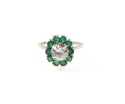 Altschliffbrillant Smaragdring - Exklusive Diamanten und Farbsteine