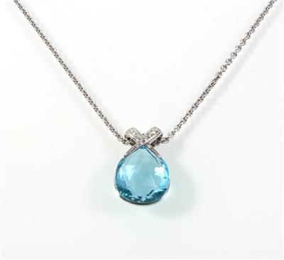 Brillantcollier mit behandeltem Topas ca. 24 ct. - Exklusive Diamanten und Farbsteine