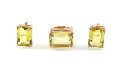 Lemon-Citrin-Brillantdamenschmuckgarnitur - Exklusive Diamanten und Farbsteine