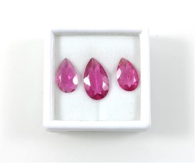 3 Rubellite im Tropfenschliff zus. 9,06 ct - Jewellery