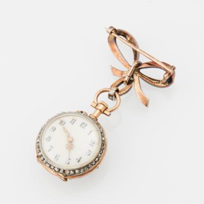 Dekorative Damentaschenuhr mit Broschierung - Uhren u. Herrenaccessoires