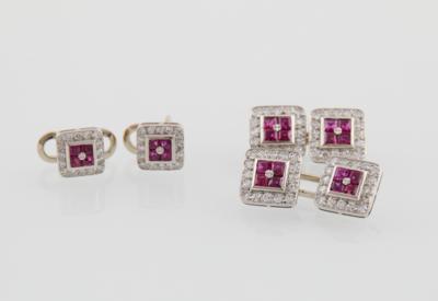 A diamond and ruby gentleman’s jewellery set - Watches and men's accessories