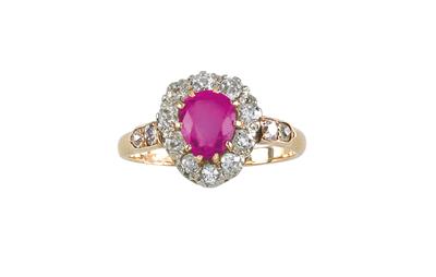A lady's ring with untreated ruby, ca. 0,70 ct, - Klenoty