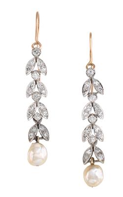 Diamant Orientperlenohrgehänge - Juwelen