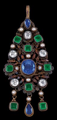 A diamond and coloured stone pendant - Klenoty