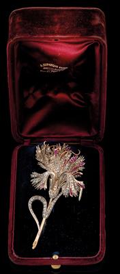 A ‘carnation’ diamond and ruby brooch - Klenoty