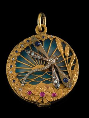 An Art Nouveau medallion in the shape of a dragonfly - Klenoty