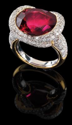 Anello con brillanti  e rubellite - Gioielli