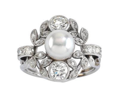 A brilliant and cultured pearl ring - Klenoty