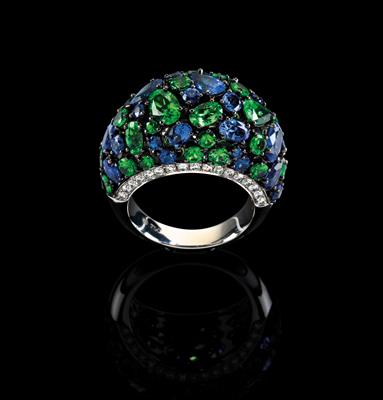 Anello con brillanti e pietre dure - Gioielli