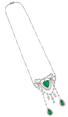 Smaragd Diamantcollier zus. ca. 9,50 ct - Juwelen