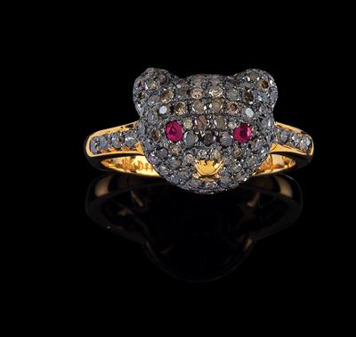 A brilliant ring in the shape of a teddy bear - Klenoty