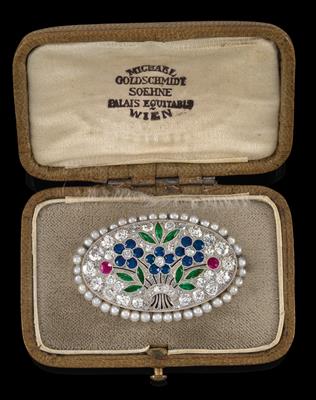 A diamond and coloured stone brooch - Klenoty