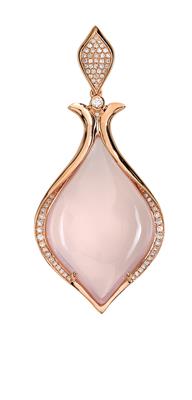 A brilliant and rose quartz pendant - Klenoty