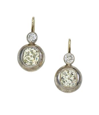 A pair of diamond earrings total weight c. 3 ct - Jewellery