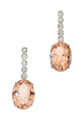 A pair of morganite ear pendants, total weight 17.62 ct - Klenoty