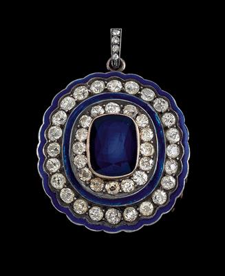 A diamond and sapphire pendant - Jewellery