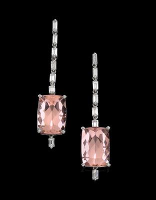 A pair of morganite ear pendants, total weight 13.21 ct - Gioielli