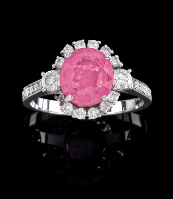 A ring with untreated padparadscha sapphire 3.08 ct - Klenoty