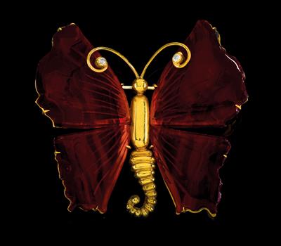 A brilliant agate brooch in the shape of a butterfly - Klenoty